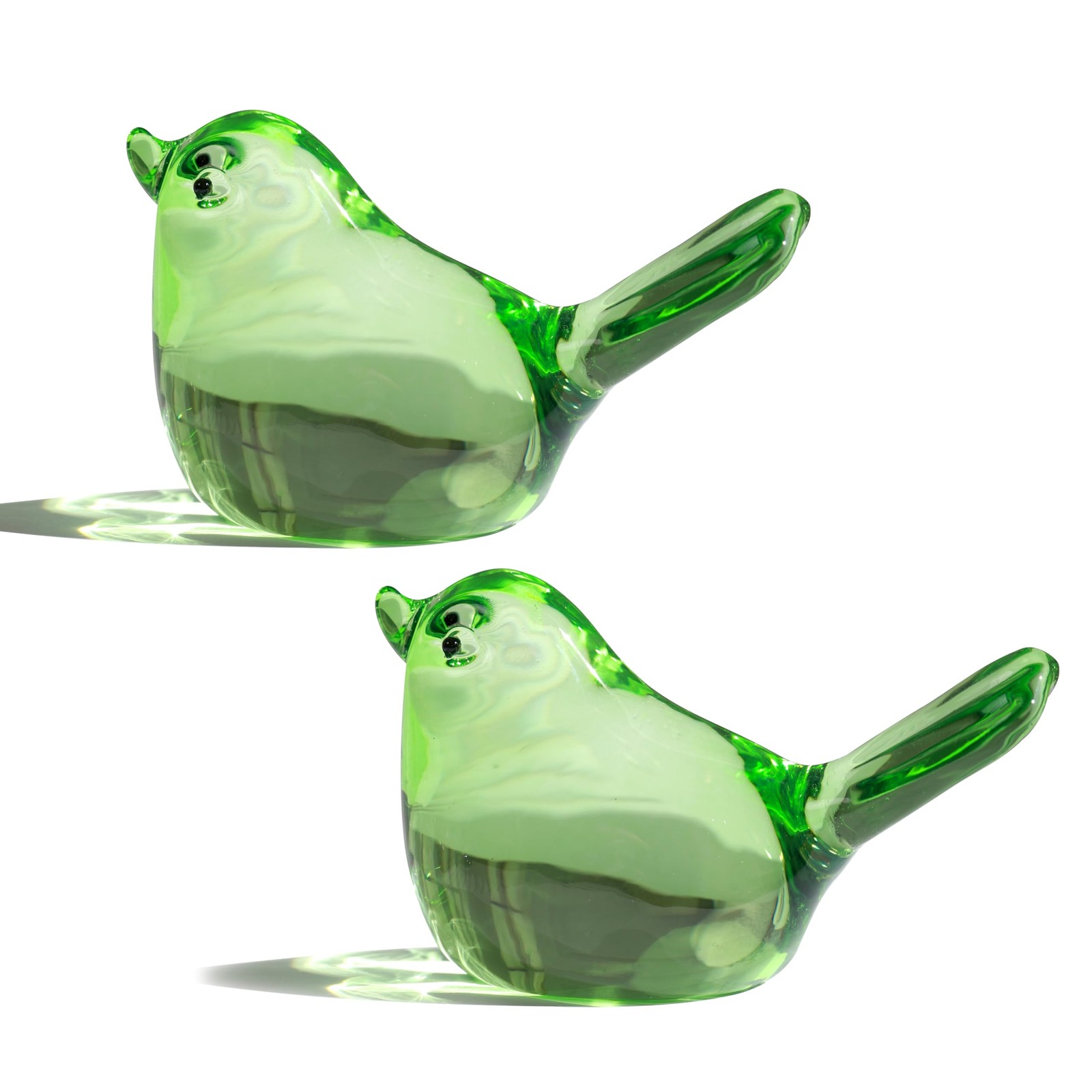 Set of 2 Handmade Glass Bird Figurine Blown Glass Birds Ornament Crystal Art ...