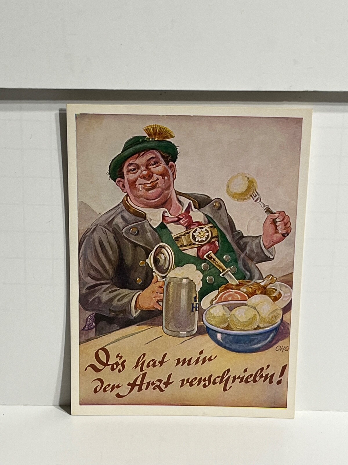 Hofbrauhaus Beer Advertising Man Drinking Continental Postcard A88