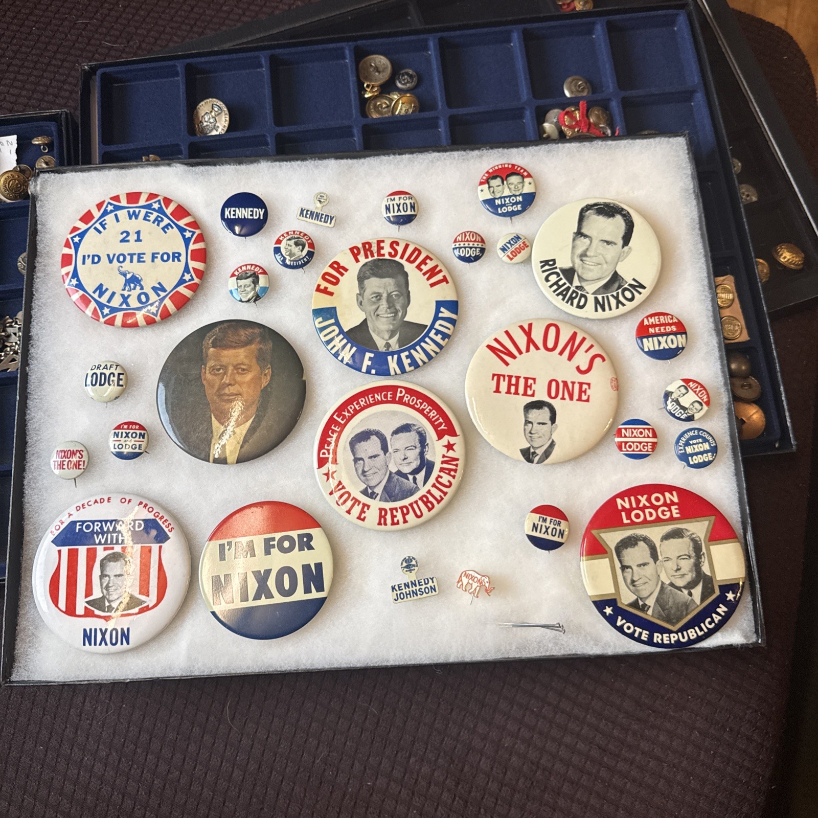 27 Vintage 1960 Nixon Lodge Kennedy Political Campaign Button Pinback Lot
