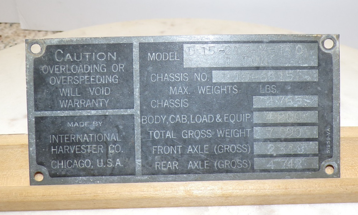 1938 International Harvester Model D 15-213-A-130 Chassis #D15-6615 Plate Truck