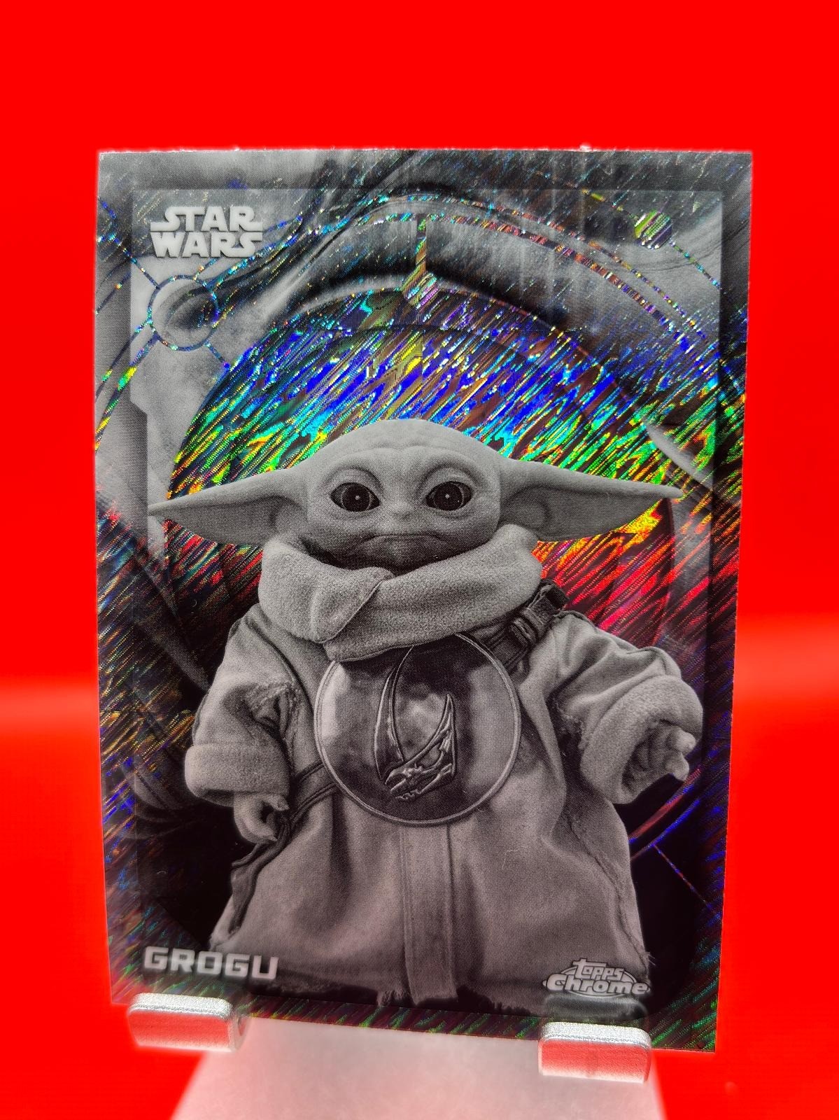 2026 Topps Chrome Star Wars Grogu Black And White Shimmer Refractor