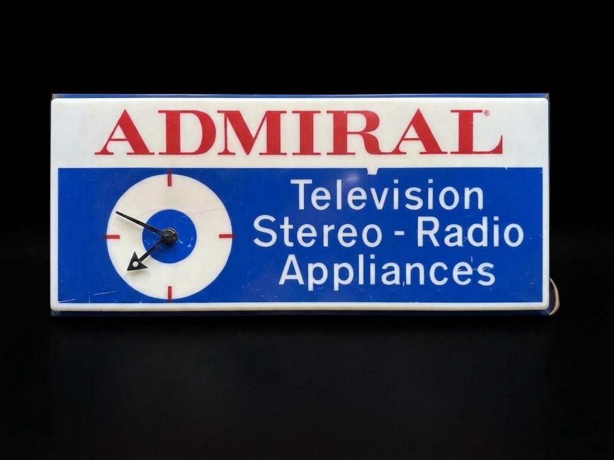 Vintage Admiral Television Stereo Appliances Clock Sign- AS IS