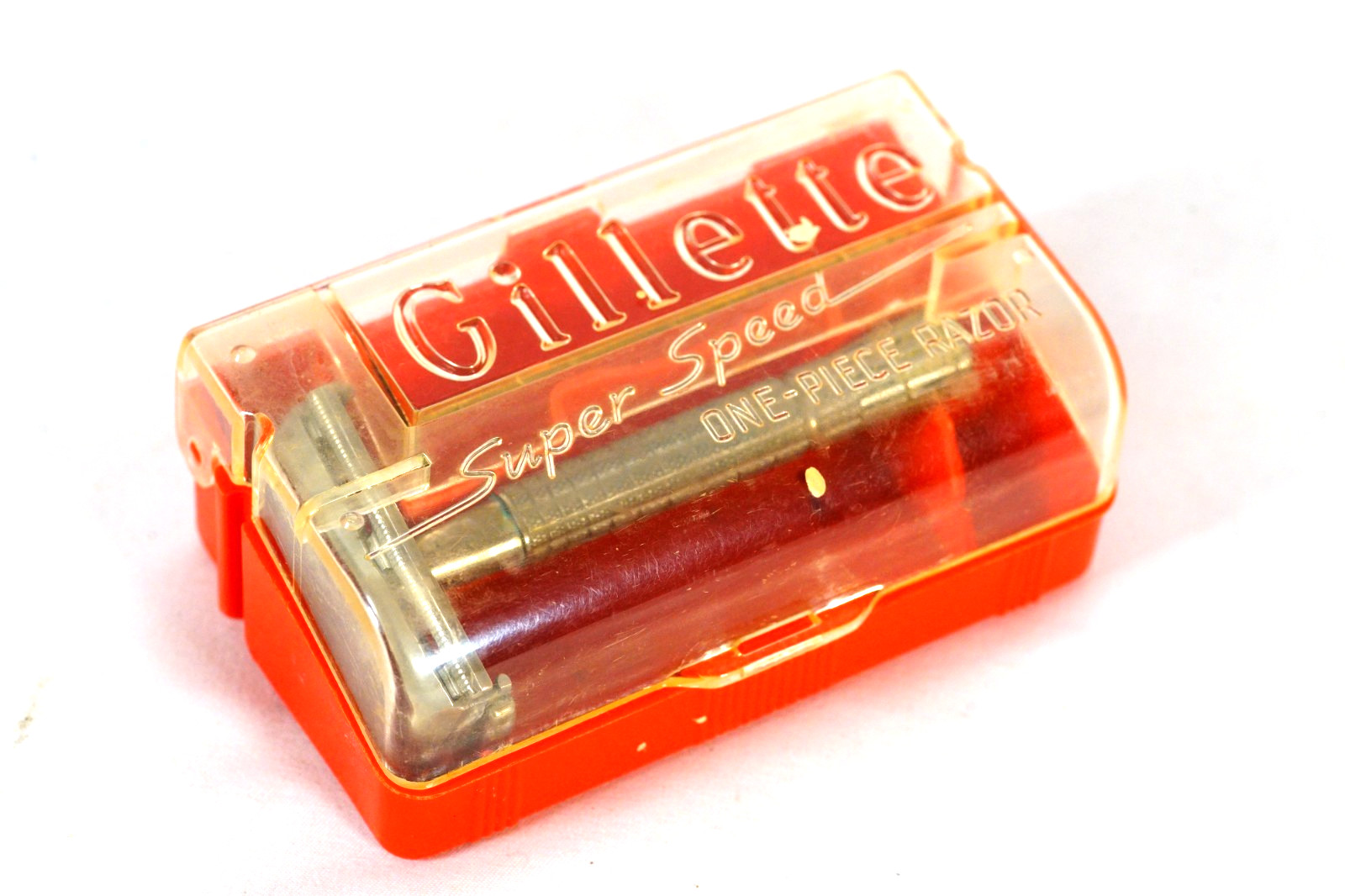 Vintage Gillette Super Speed One Piece Razor In Case