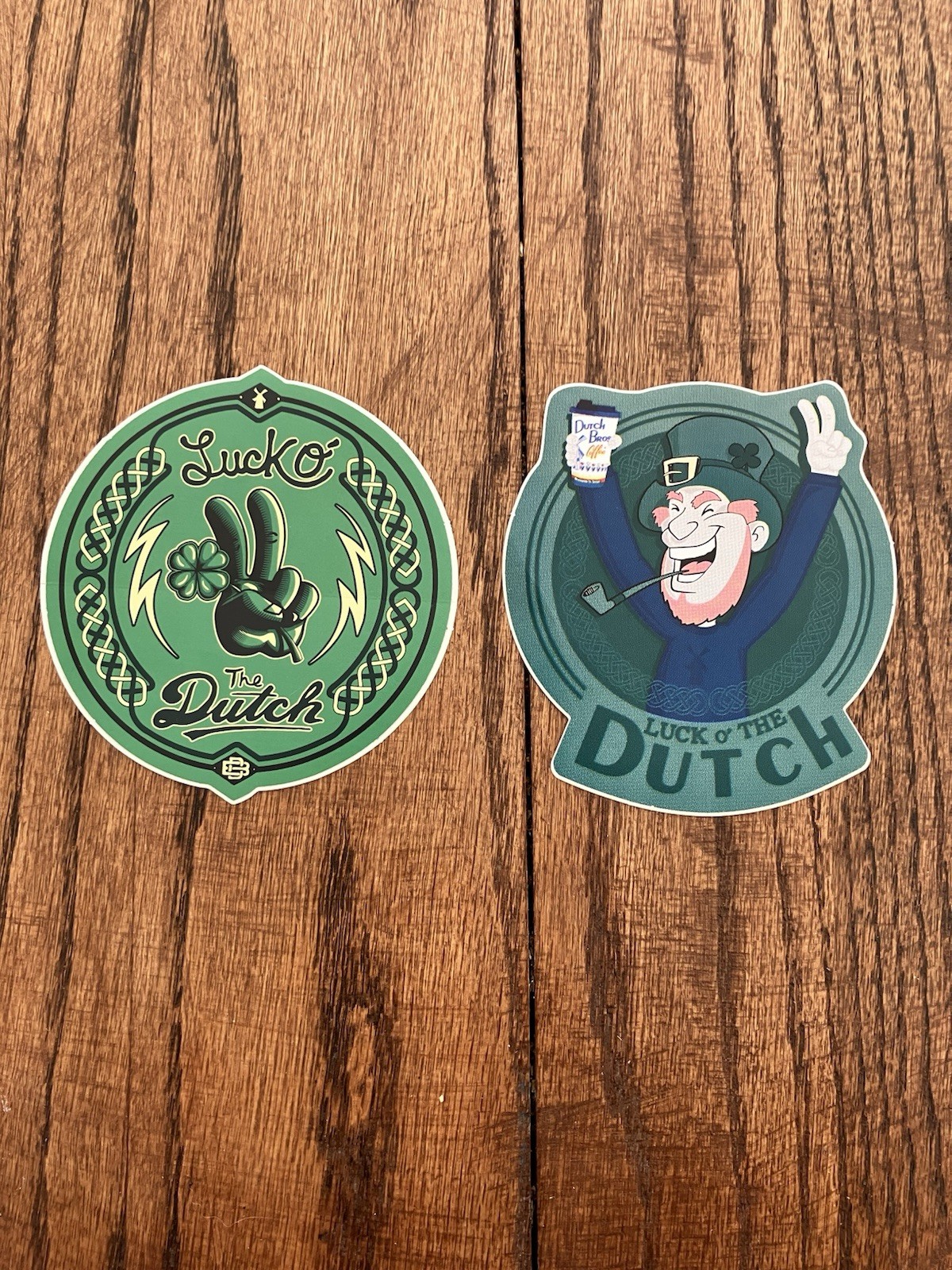 New Dutch Bros Old LUCK o’ THE Dutch PEACE, Vintage Lot, READ, Green, Set Of 2
