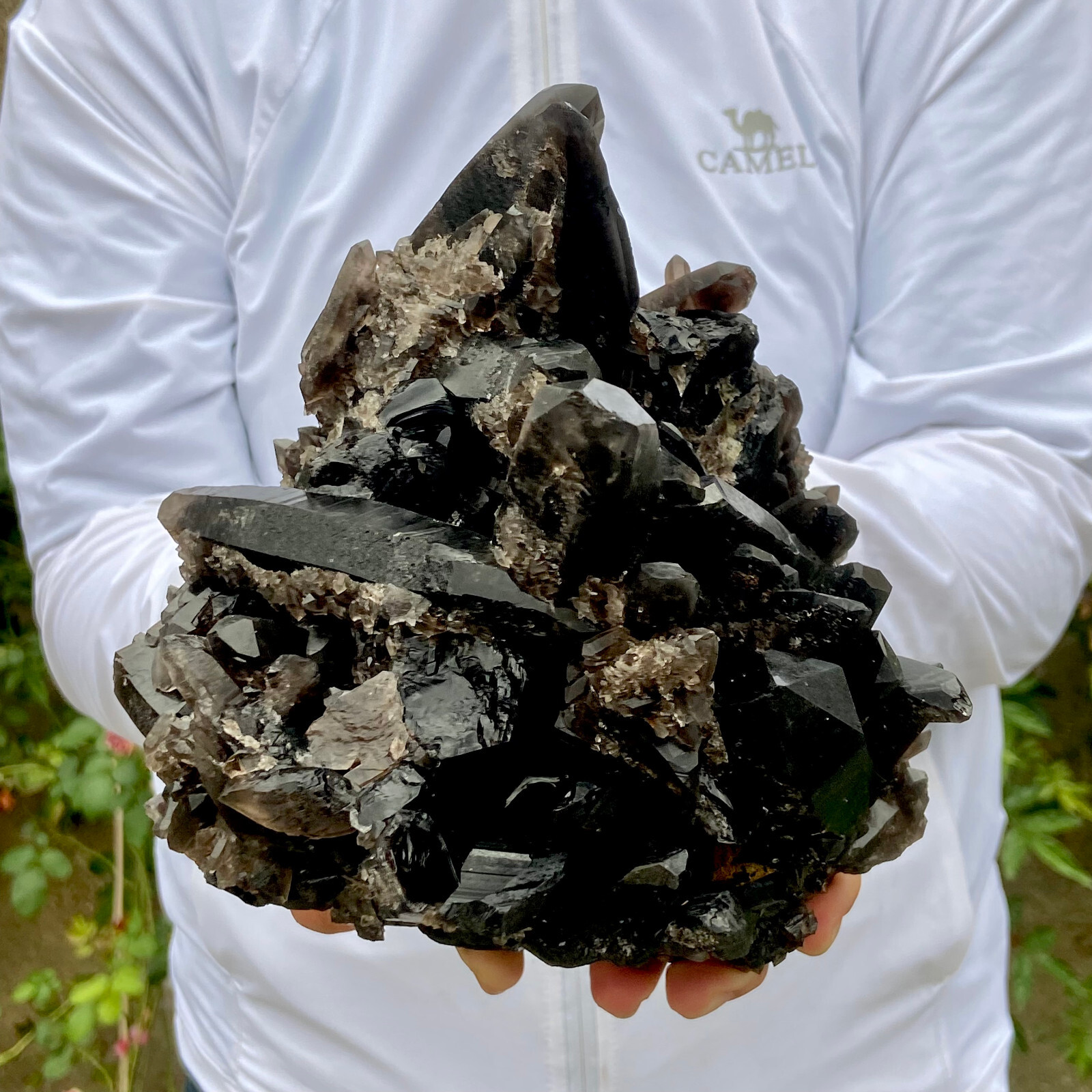 7.4LB Natural Beautiful Black Quartz Crystal Cluster Mineral Specimen Rare