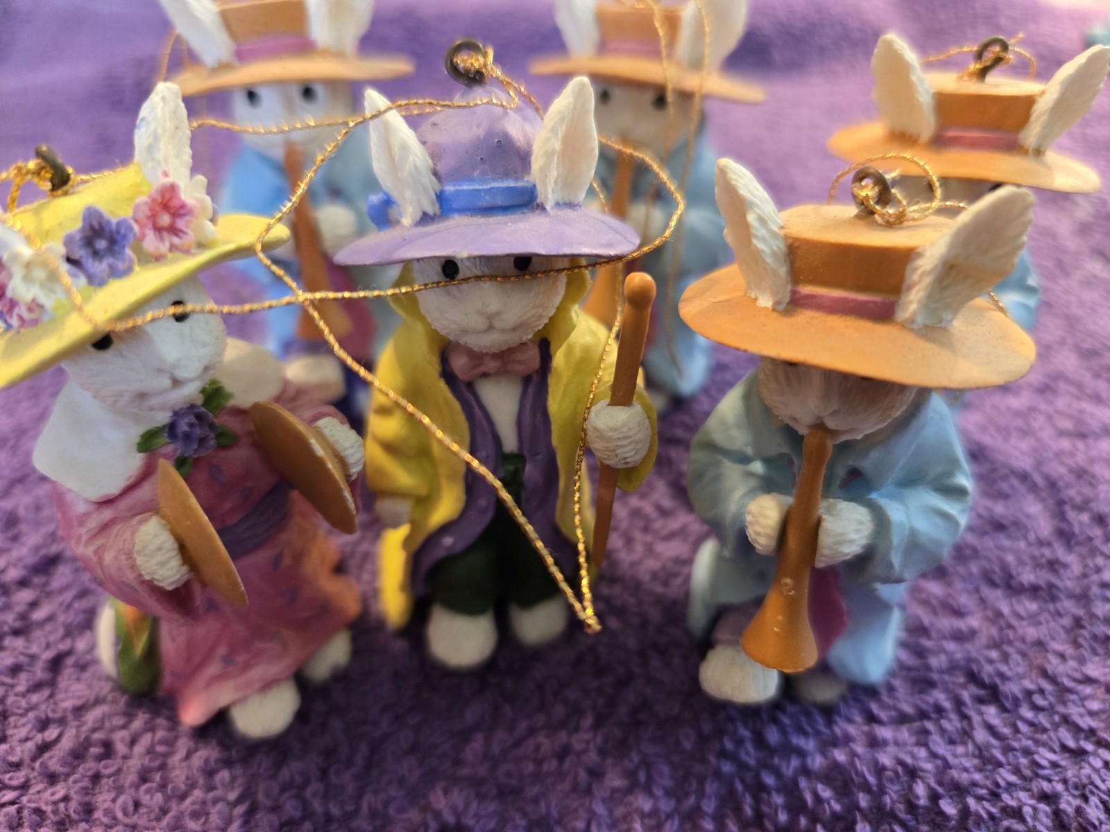 VTG Silvestri Lot  Easter Bunny Bonnet Parade Ornaments 1980s Decorations