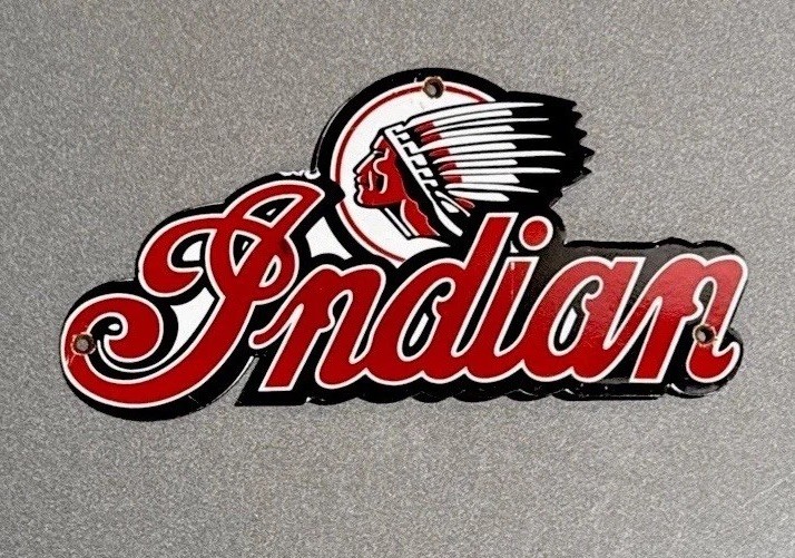 VINTAGE 12” INDIAN CYCLES STORE PORCELAIN SIGN CAR OIL GAS MOTORCYCLE TRUCK