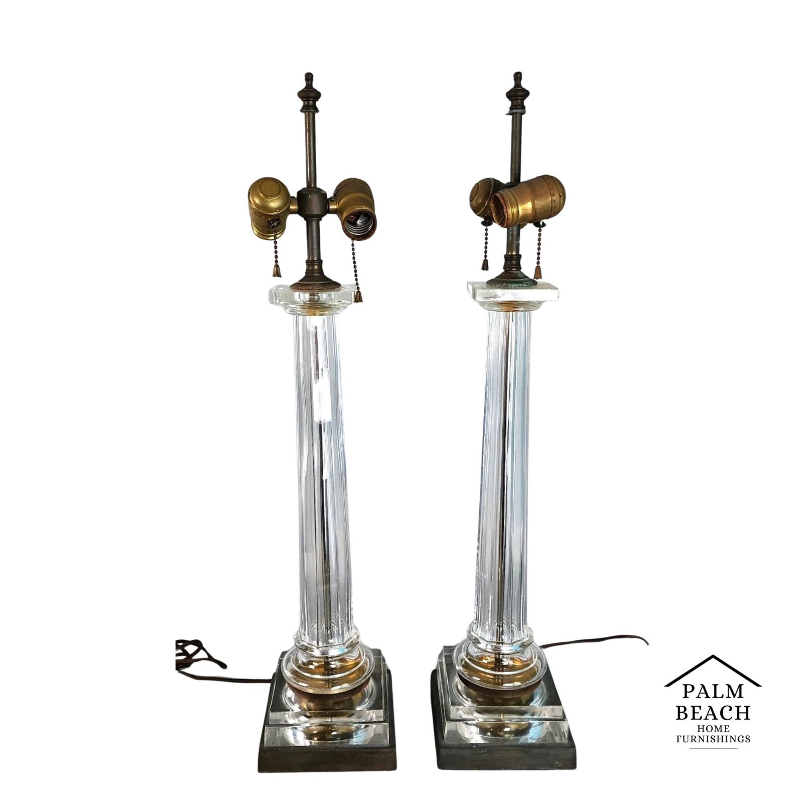 Chapman Italian Column Table Lamps Neoclassical 1970s Pair
