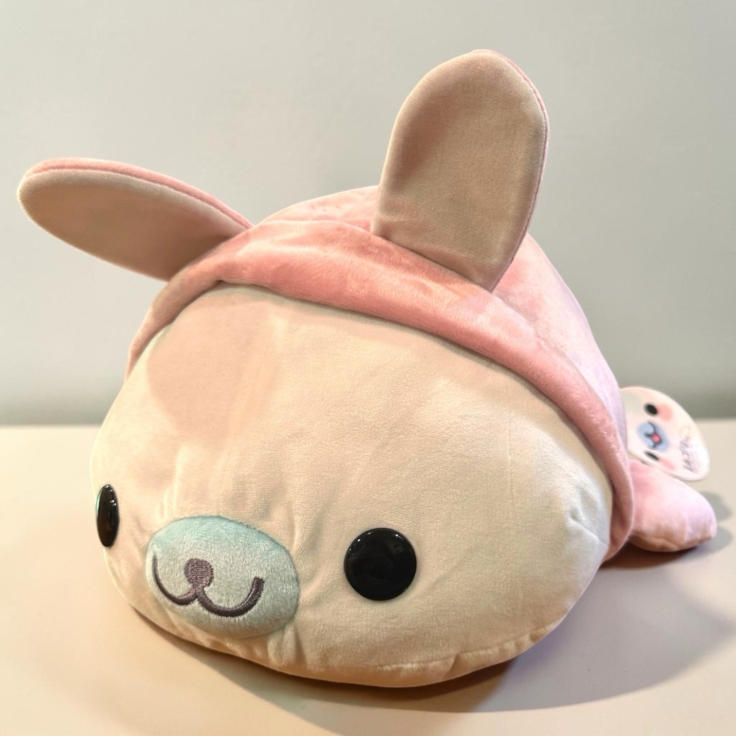 RARE 16” San-X Mamegoma Rabbit Bunny Pink Seal Plush NWT 2018 Japan Kawaii