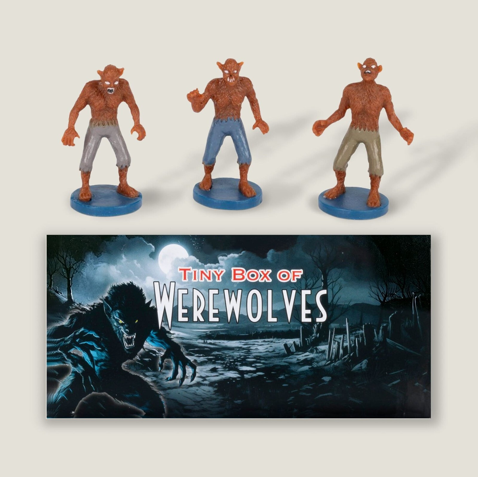 Tiny Werewolf Set, Cryptid Monster Miniature Figurine 3 piece Box Set