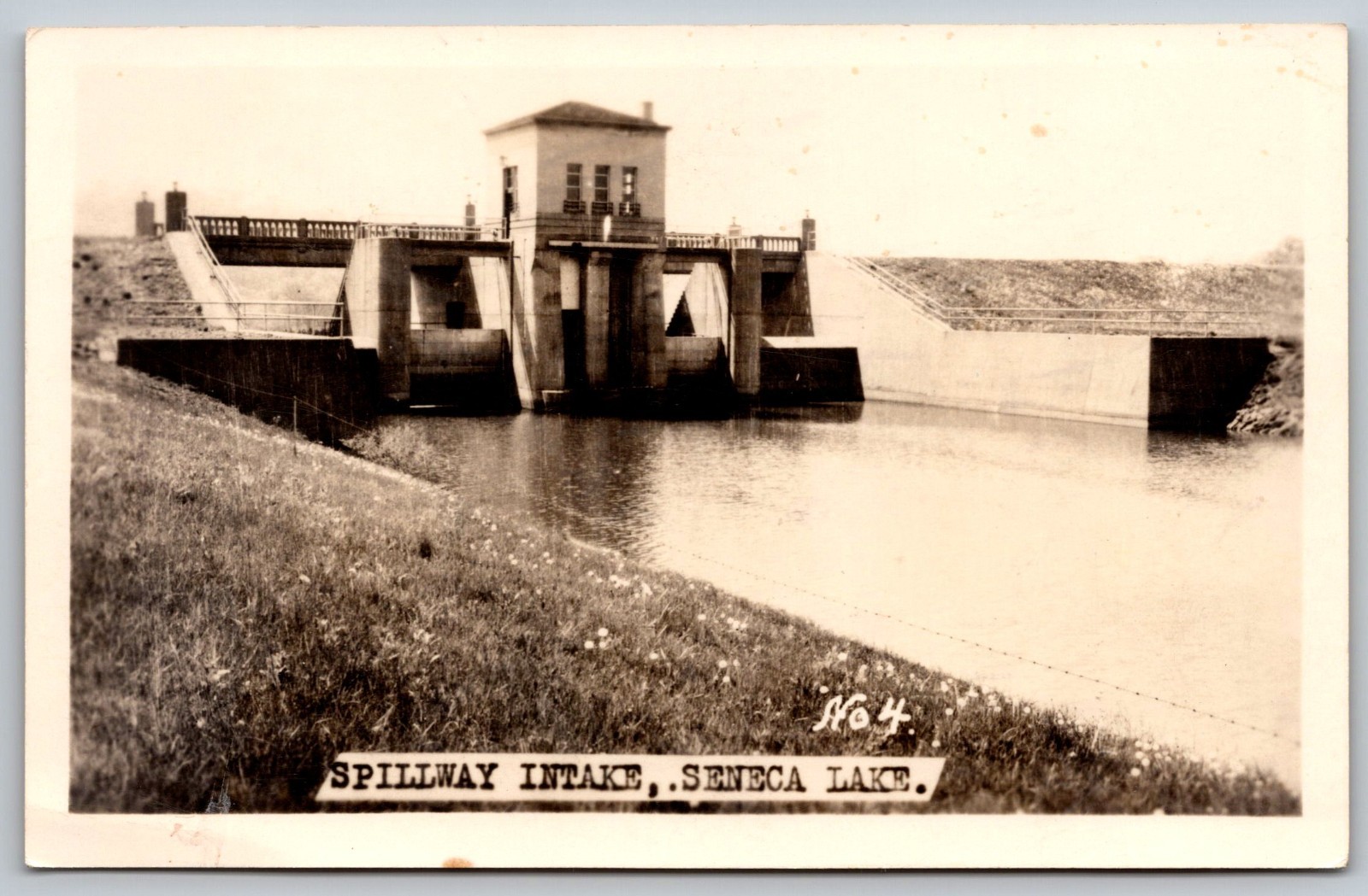 Real Photo Postcard Spillway Intake Seneca Lake Senecaville Ohio *3894