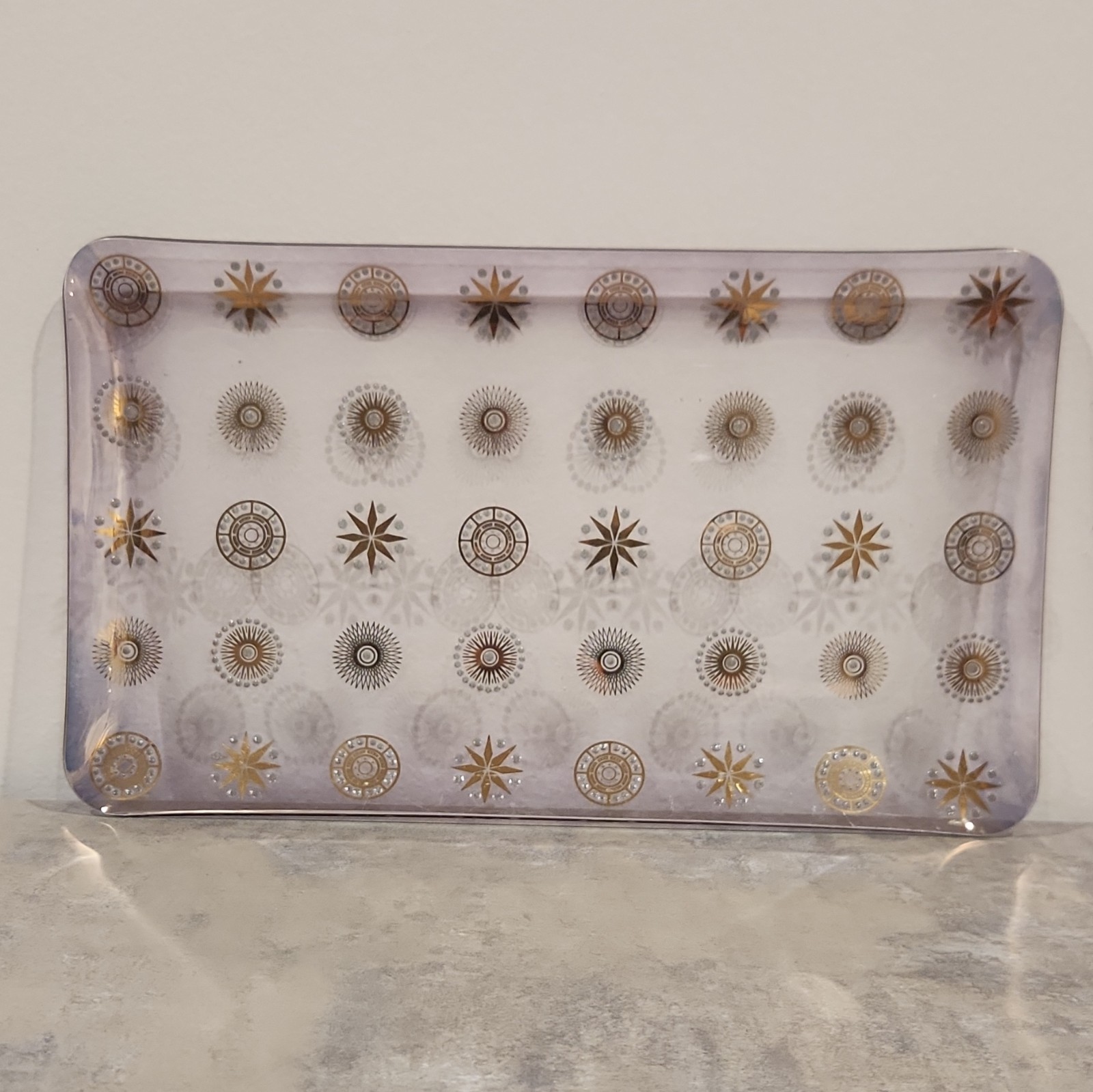 Vintage Dorothy Thorpe Glass Serving Tray  14.5