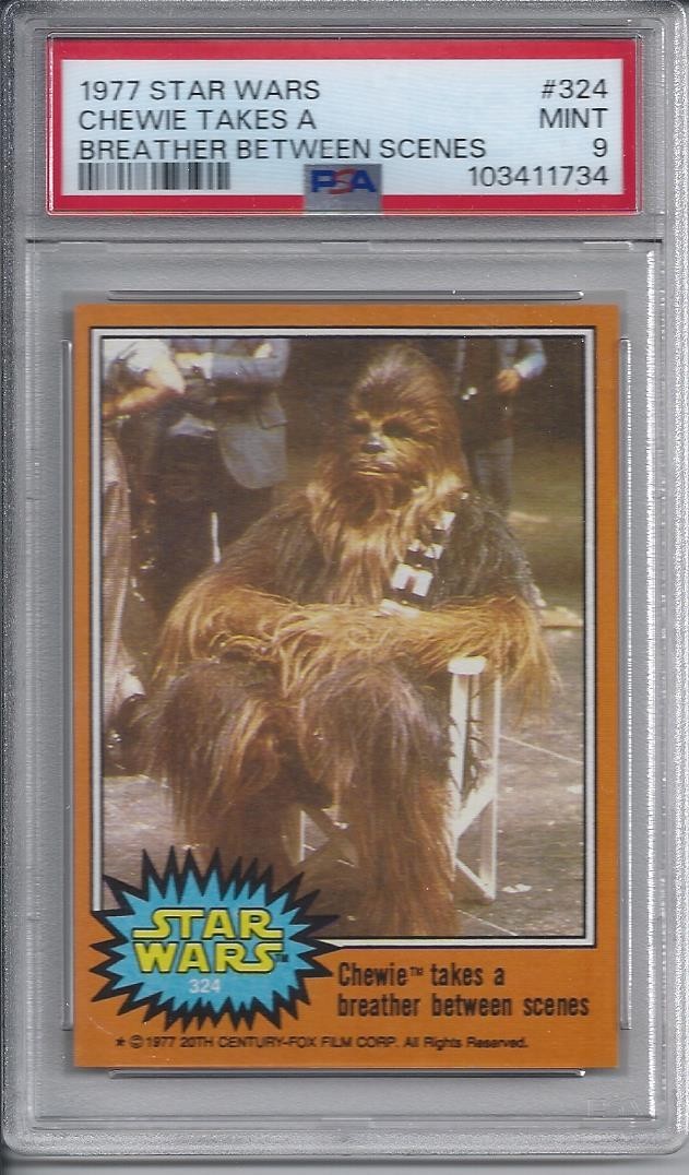 1977 Topps Star Wars Chewie Takes a Breather Between Scenes #324 -  PSA 9 Mint