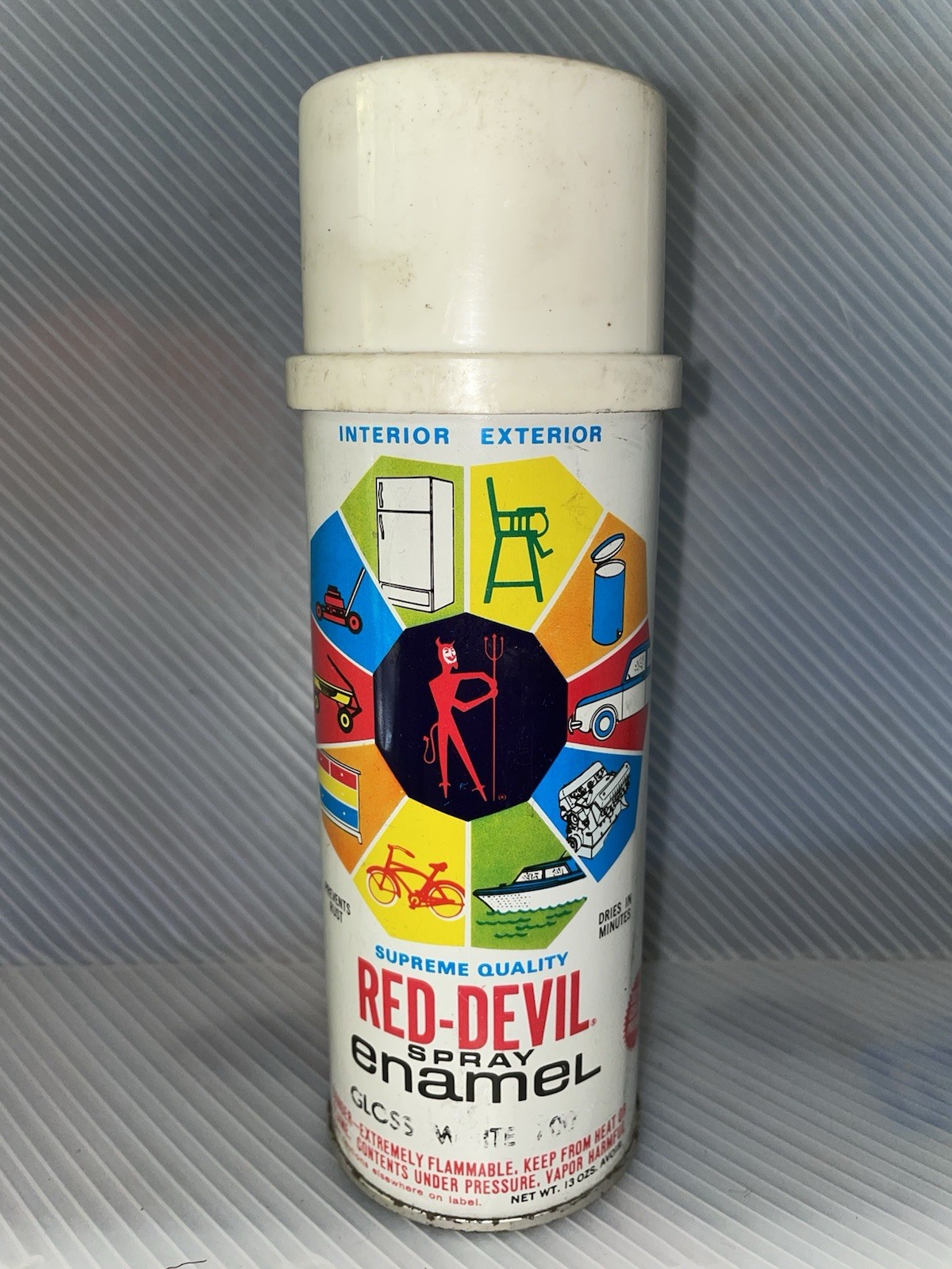 Vintage Red Devil Spray Enamel Paint Collectible White Color