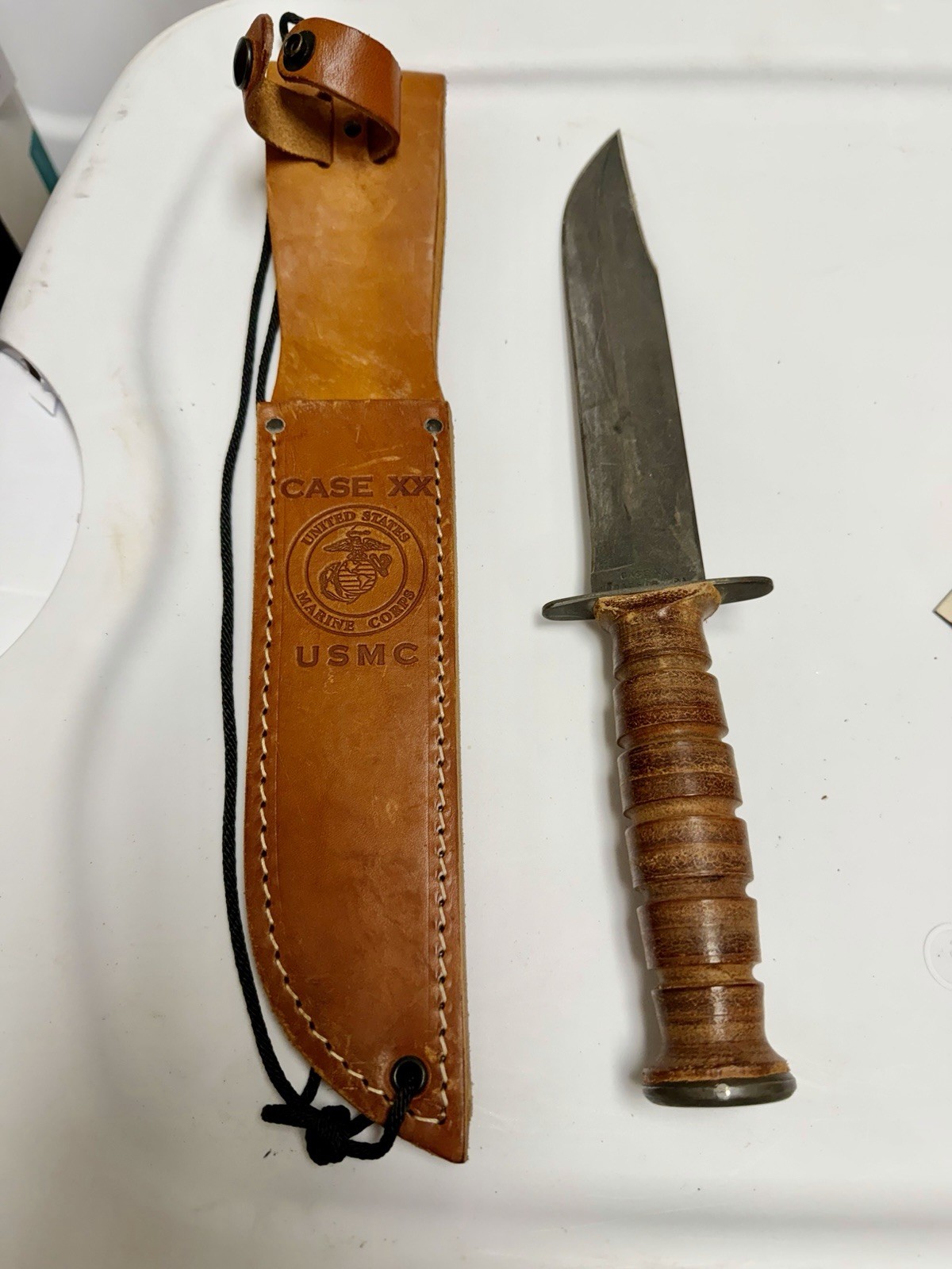 Vintage 1998 Case Bradford PA USMC Marine Combat Fixed Blade Dagger Knife Sheath