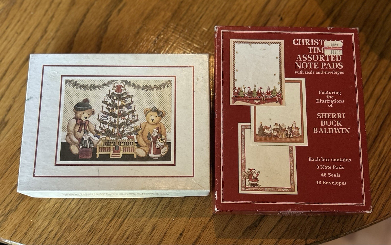 Vintage NIB Sherri Buck Baldwin Teddy Bear Christmas Note Paper Cards & Stamps