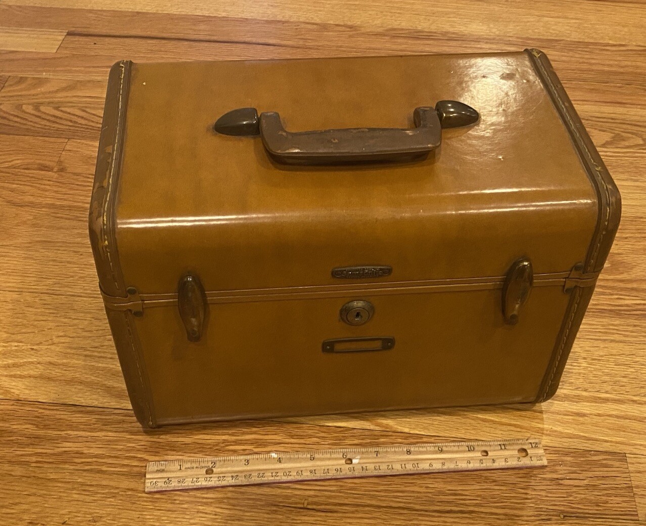 VINTAGE SAMSONITE Schwayder Bros. TRAIN CASE - STYLE 4612 Brown Luggage w MIRROR