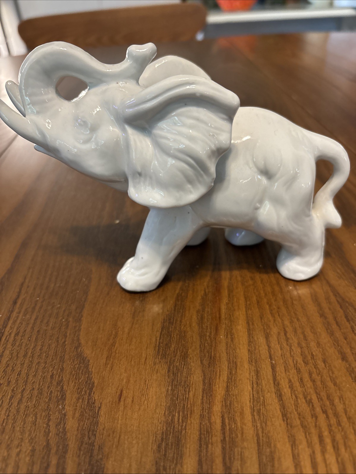 Elephant, Trunk Up, Ceramic, White