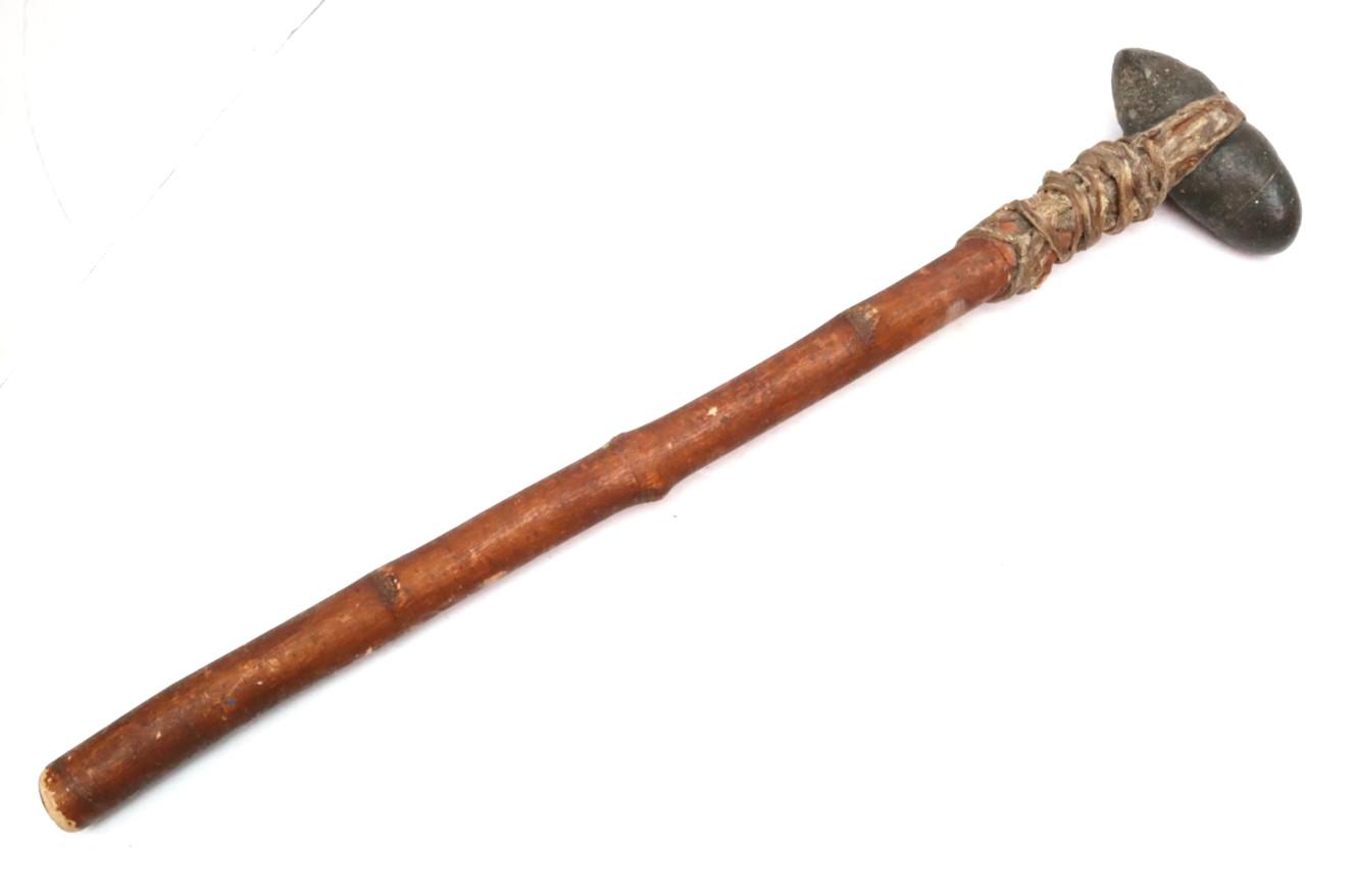 Antique Plains Native American Indian Stone Skull Cracker Tomahawk 25\