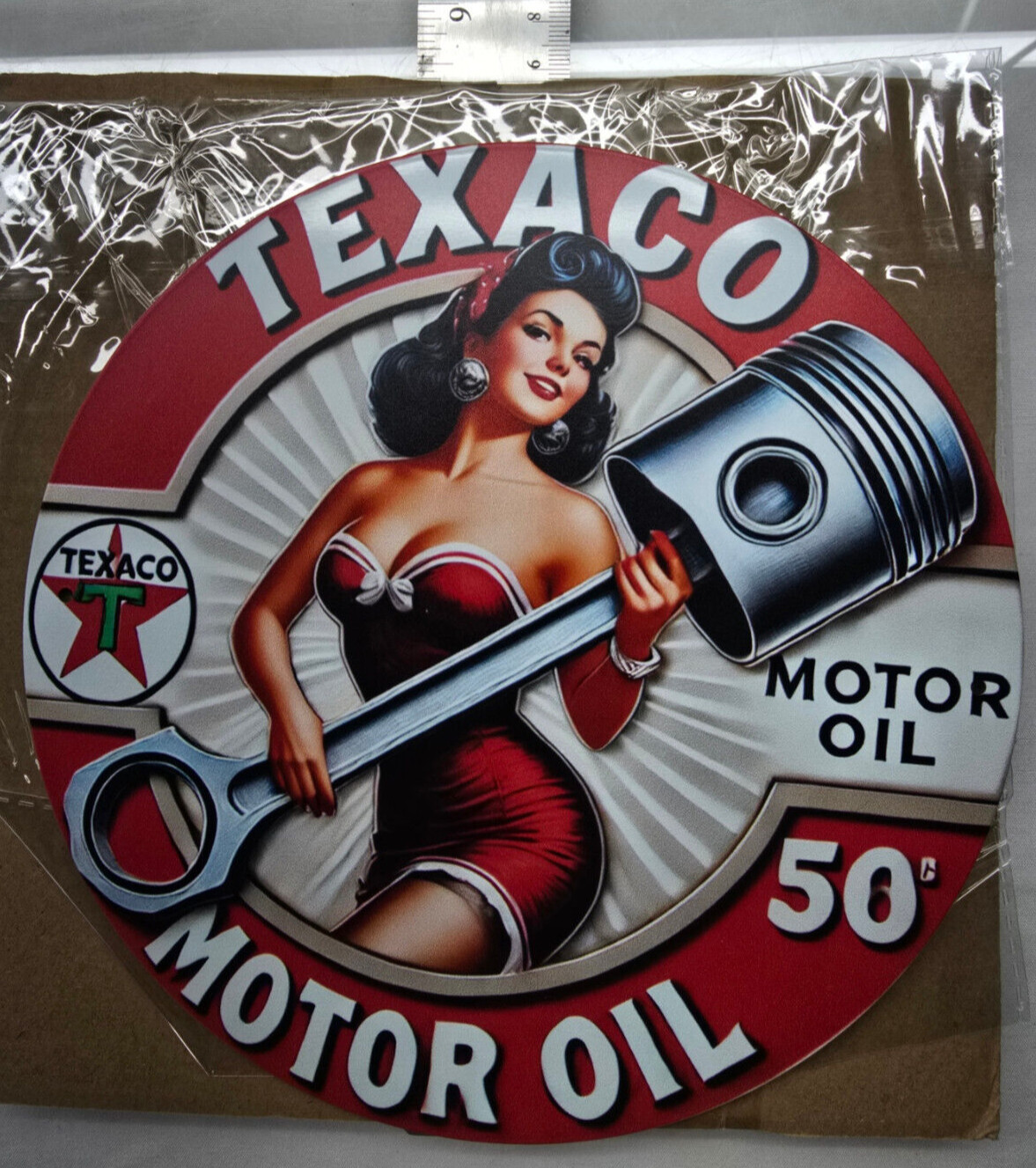 VINTAGE TEXACO GASOLINE SIGN PUMP PLATE GAS STATION OIL 7 3/4