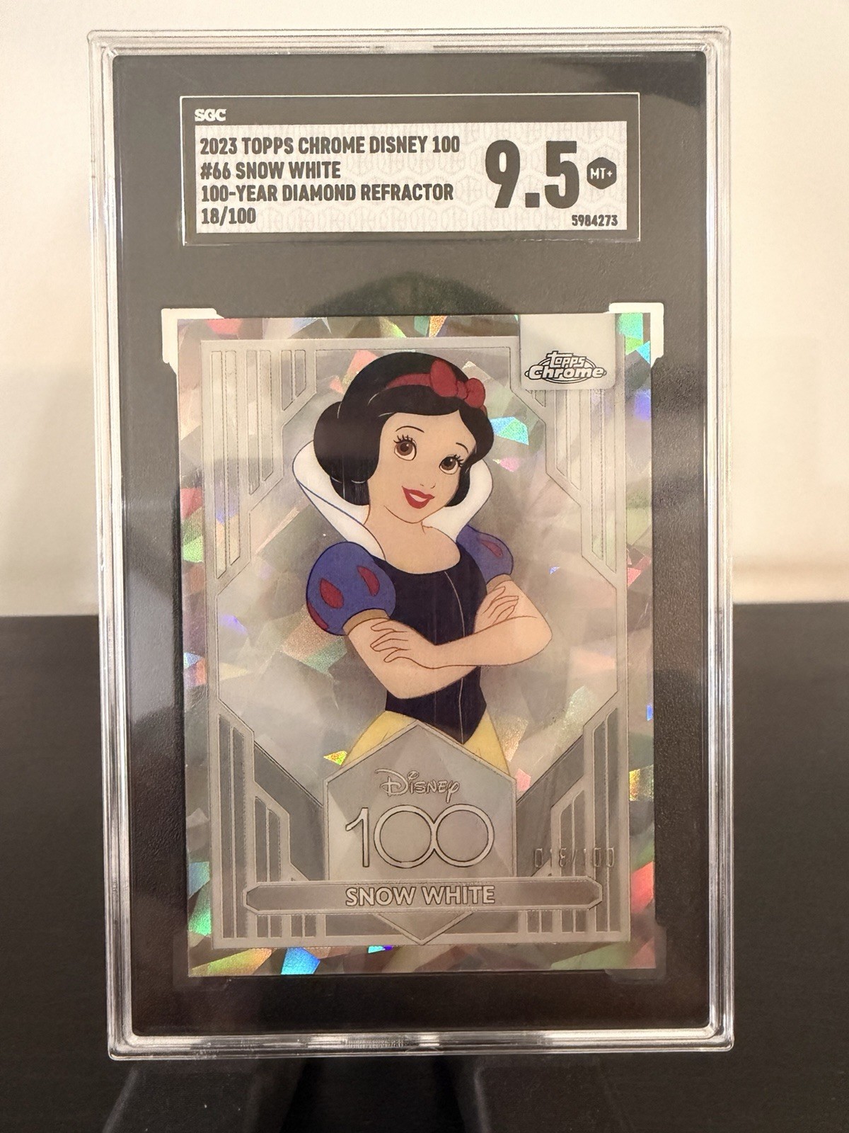 2023 Topps Chrome Snow White #66 100-Year Diamond Refractor /100 SGC 9.5