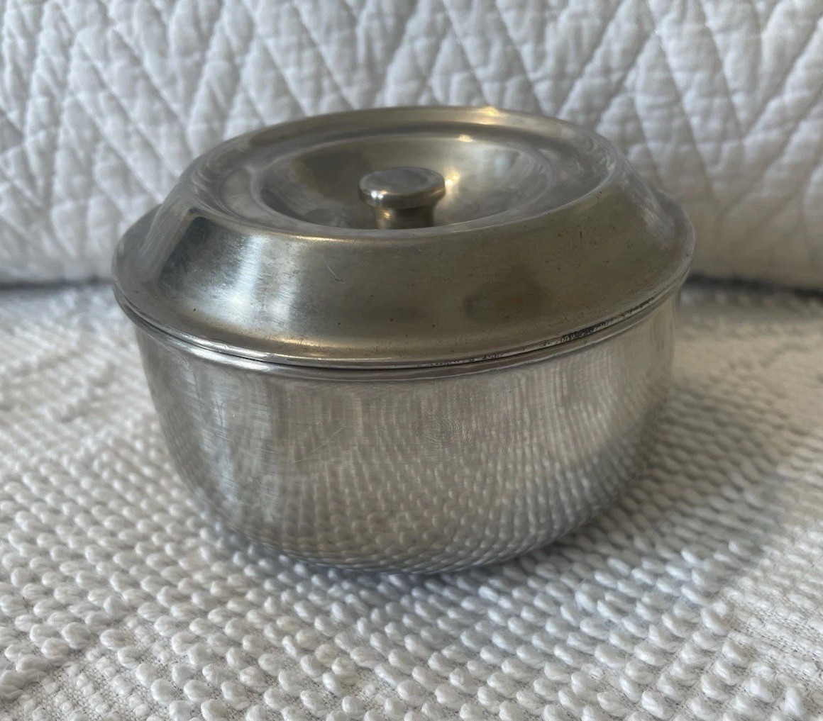 Vintage MCM Medical Stainless Steel Double Wall  Jar Bowl & Lid Japan 18-8 & 8-8