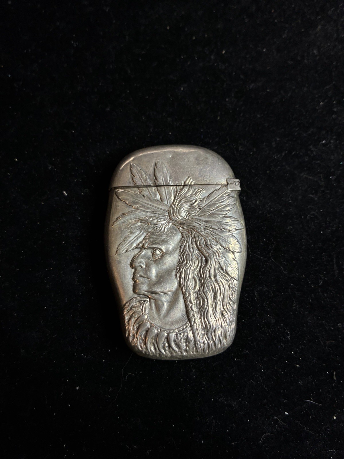 Antique Match Holder Chief Niagara Falls Sterling Silver 17.78 Grams