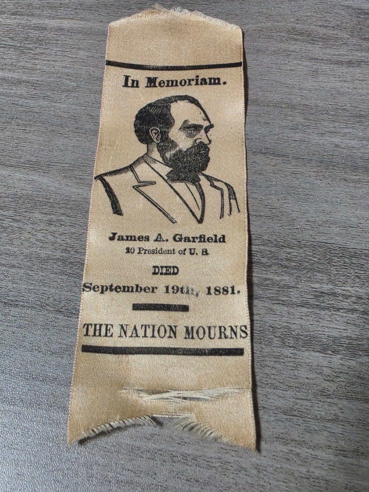 1881 Ribbon President James A Garfield Died The Nation Mourns RARE