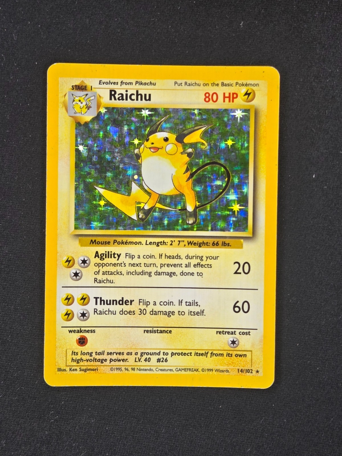 Raichu # 14 Base Set Excellent