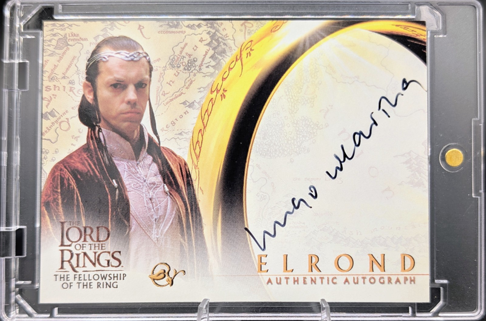 2001 Topps The Lord Of The Rings Fellowship HUGO WEAVING as Elrond Autograph