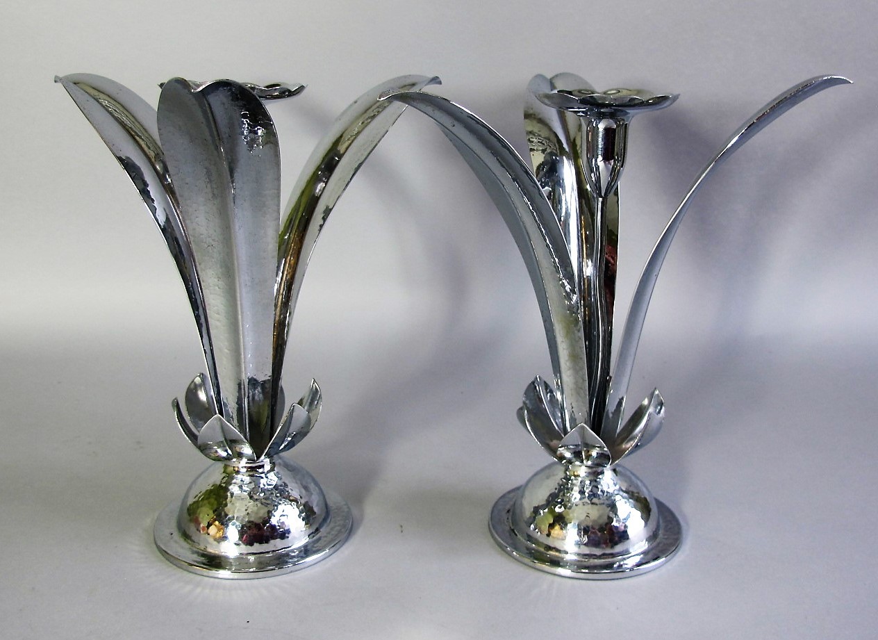 Antique GERMAN ART NOUVEAU Berliner Elektroplate Warenfabrik Candle Holders*