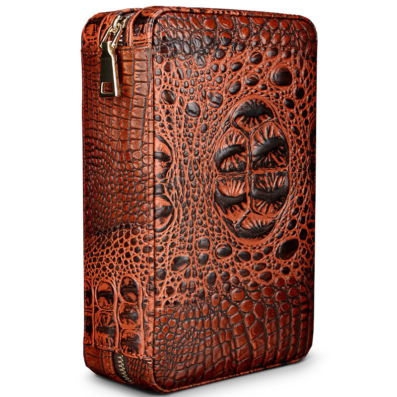 Portable Leather Cedar Wood Cigar Humidor 4 Travel Holder Cigar Cutter Men Gift