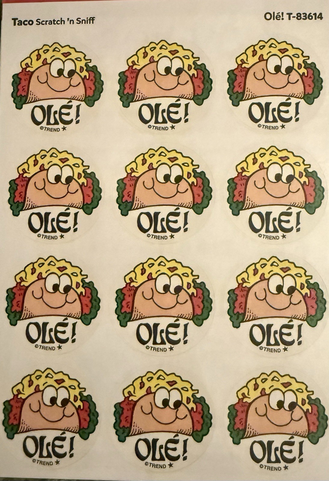 Trend Retro Scratch N Sniff Stickers,  Taco Scent | Star Logo Matte Sheet