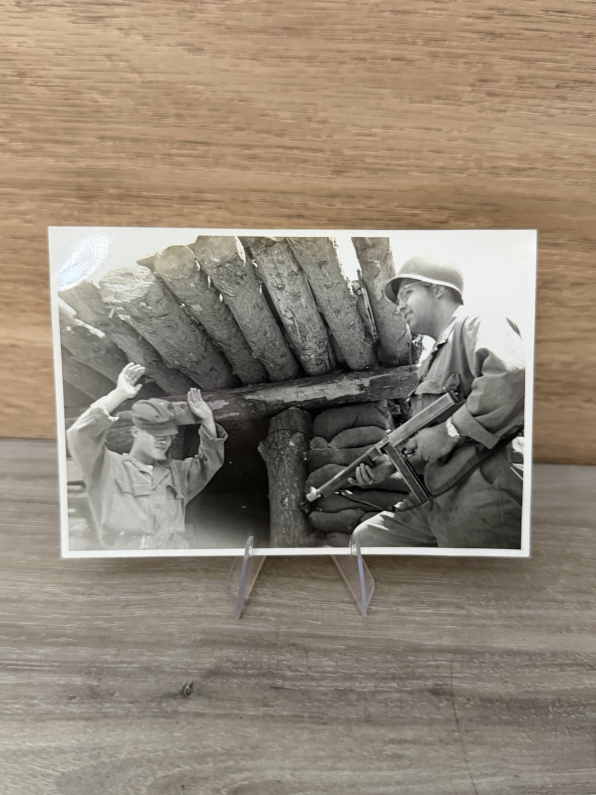 1952 Korean War GI Photo Soldier Thompson SMG Korean Man Combat Picture