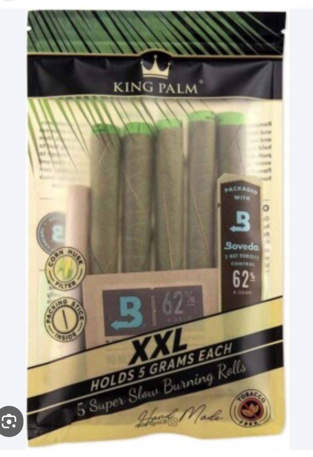 King Palm / XXL  Pack of 5  / Natural Organic pre rolled Cones