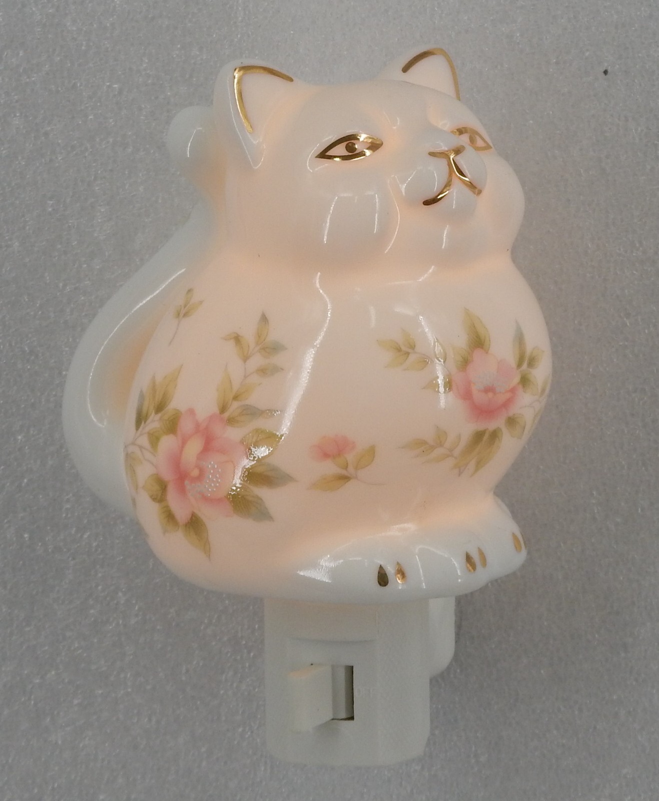 Porcelain 24k cat night light
