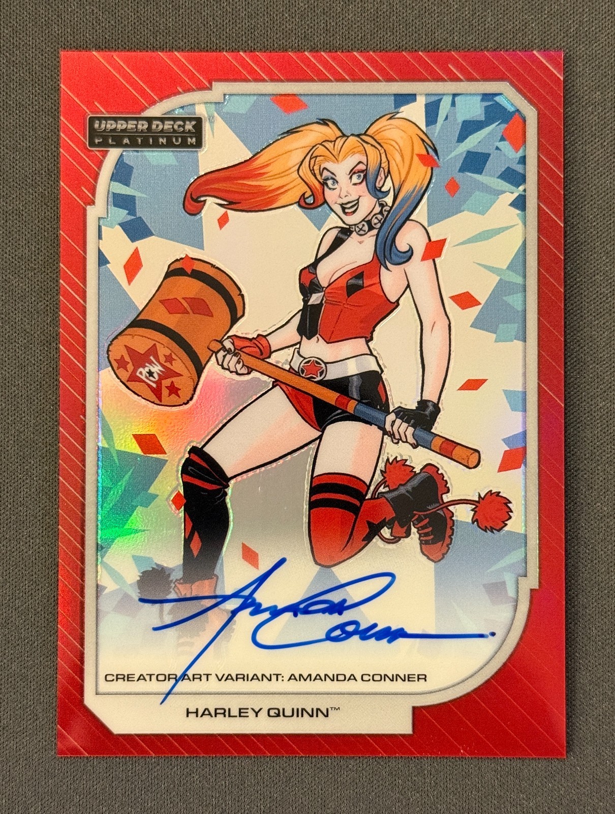 Upper Deck Platinum DC Harley Quinn Creator Art Variant Red Rainbow Autograph