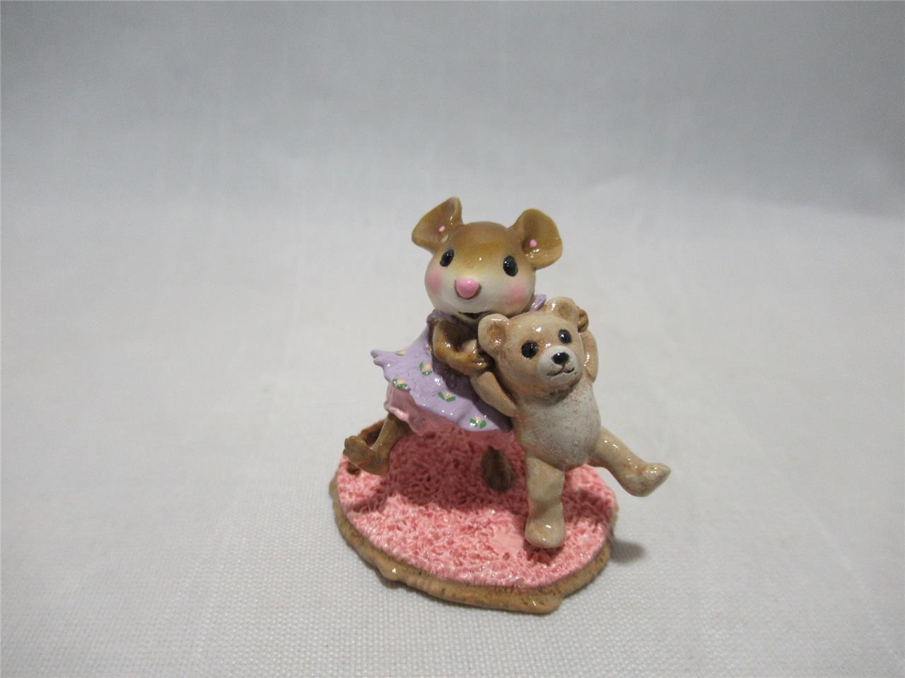 Wee Forest Folk Dancing Bear Lavender Top on Pink Rug in WFF Box Retired Mouse