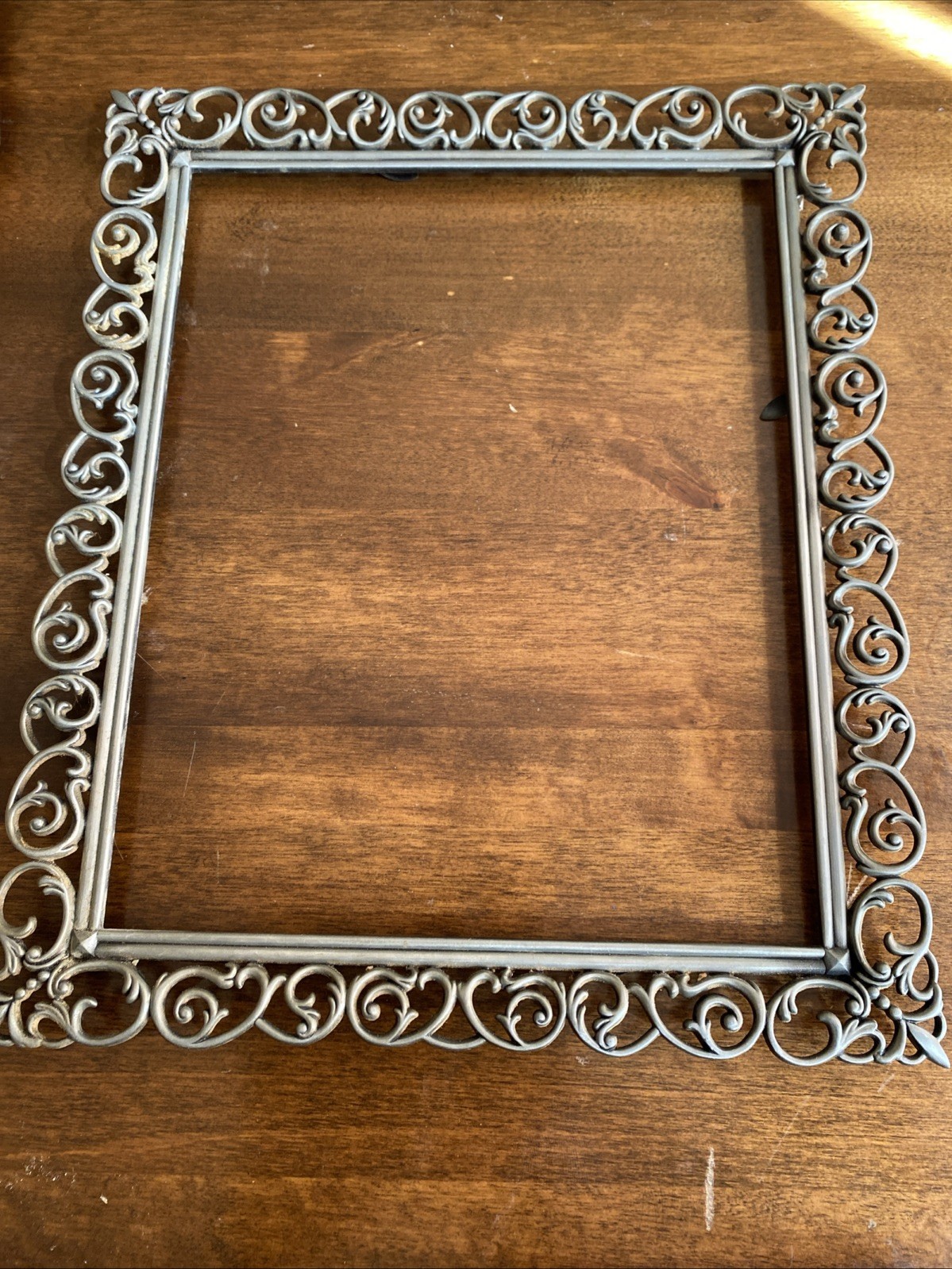 Vtg Connoisseur 8x10 Picture Frame Ornate Silver Metal Scroll Ribbon  No Glass