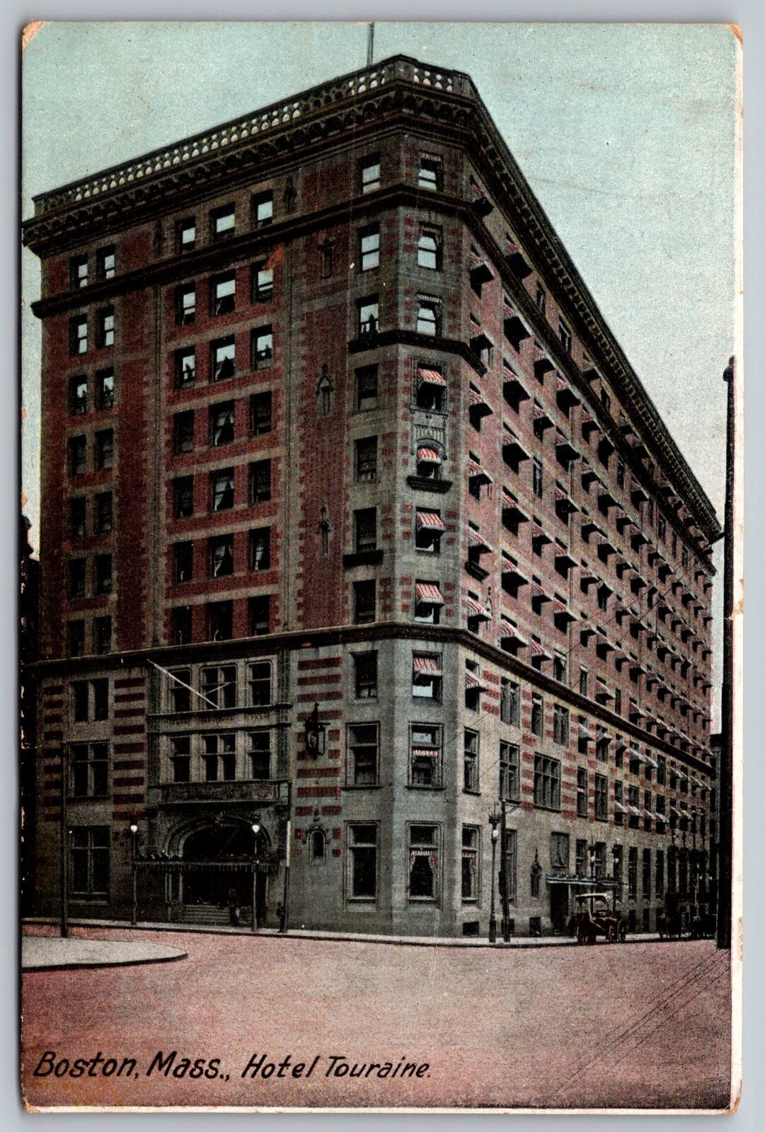 Boston Massachusetts Hotel Touraine vintage postcard 1907
