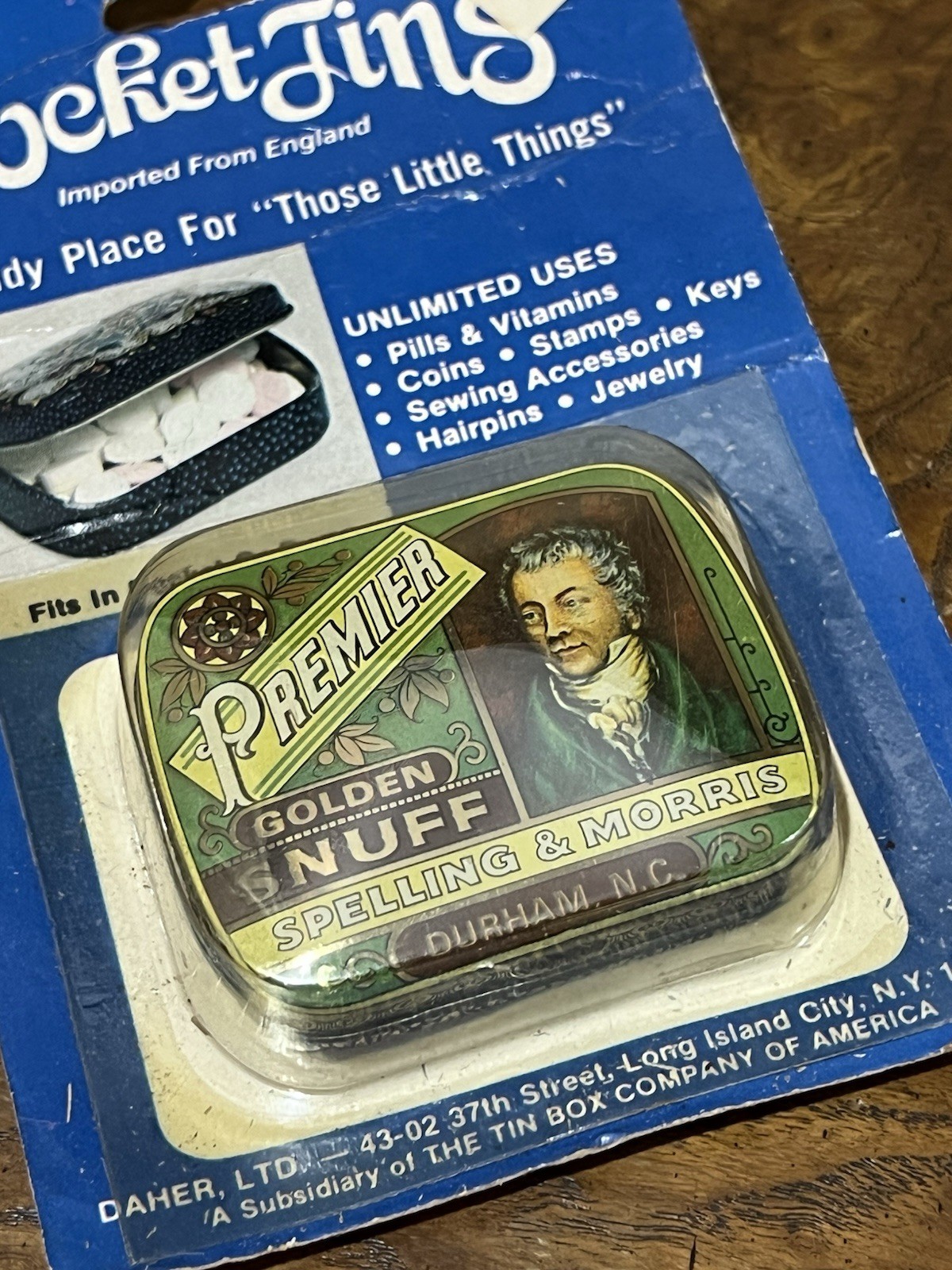 Vintage Daher Pocket Tins Premier Golden Collectible Empty NOS Eckerd Drug Tag