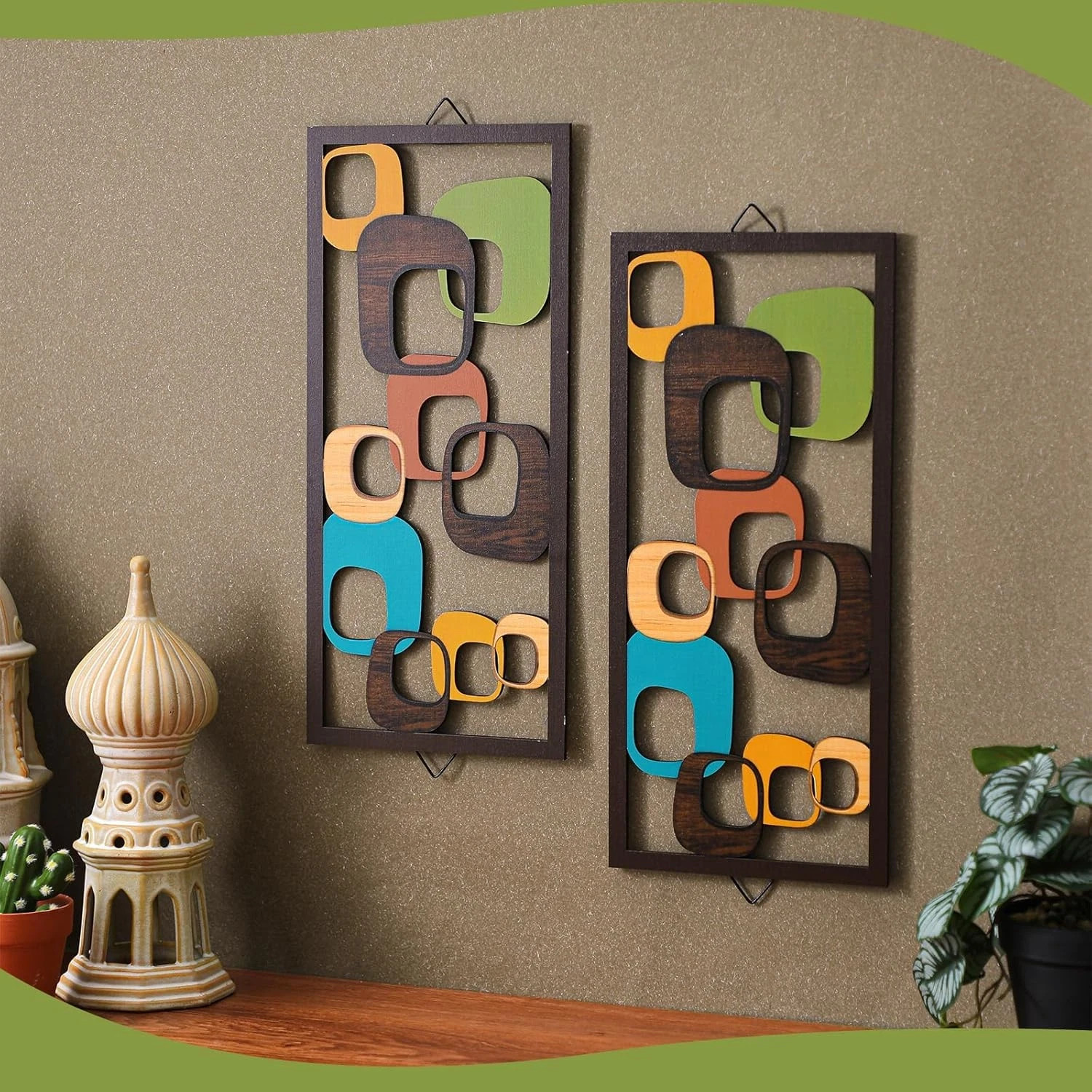 2 Pcs Mid Century Wall Art Mid Century Modern Decor Elegance Wall Accents Wood A