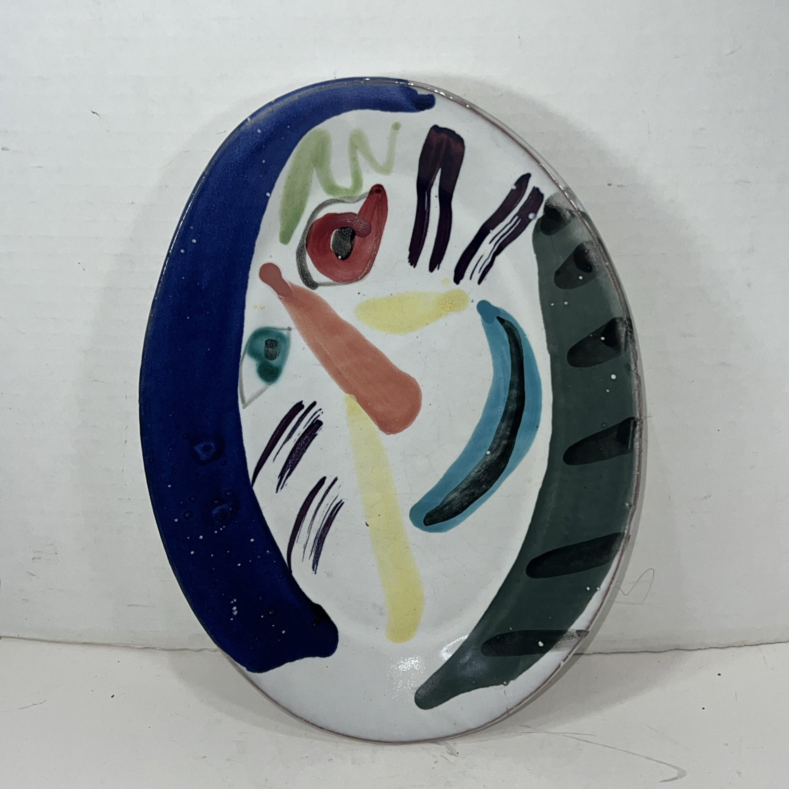 Vtg Barbara Mahl Lost Mountain Pottery Handcrafted Signed Oval Plate Abstract