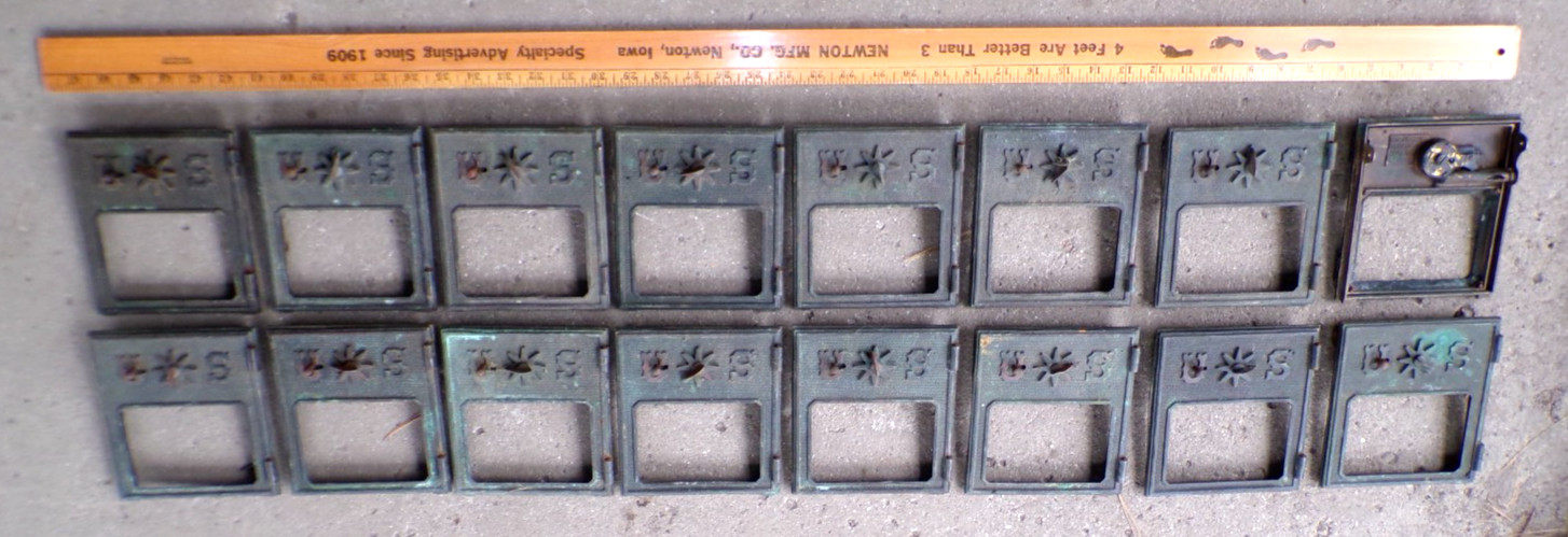 Antique Post Office Lockbox Door Lot of 16 George L. Lavery & Co. Chicago Ill.