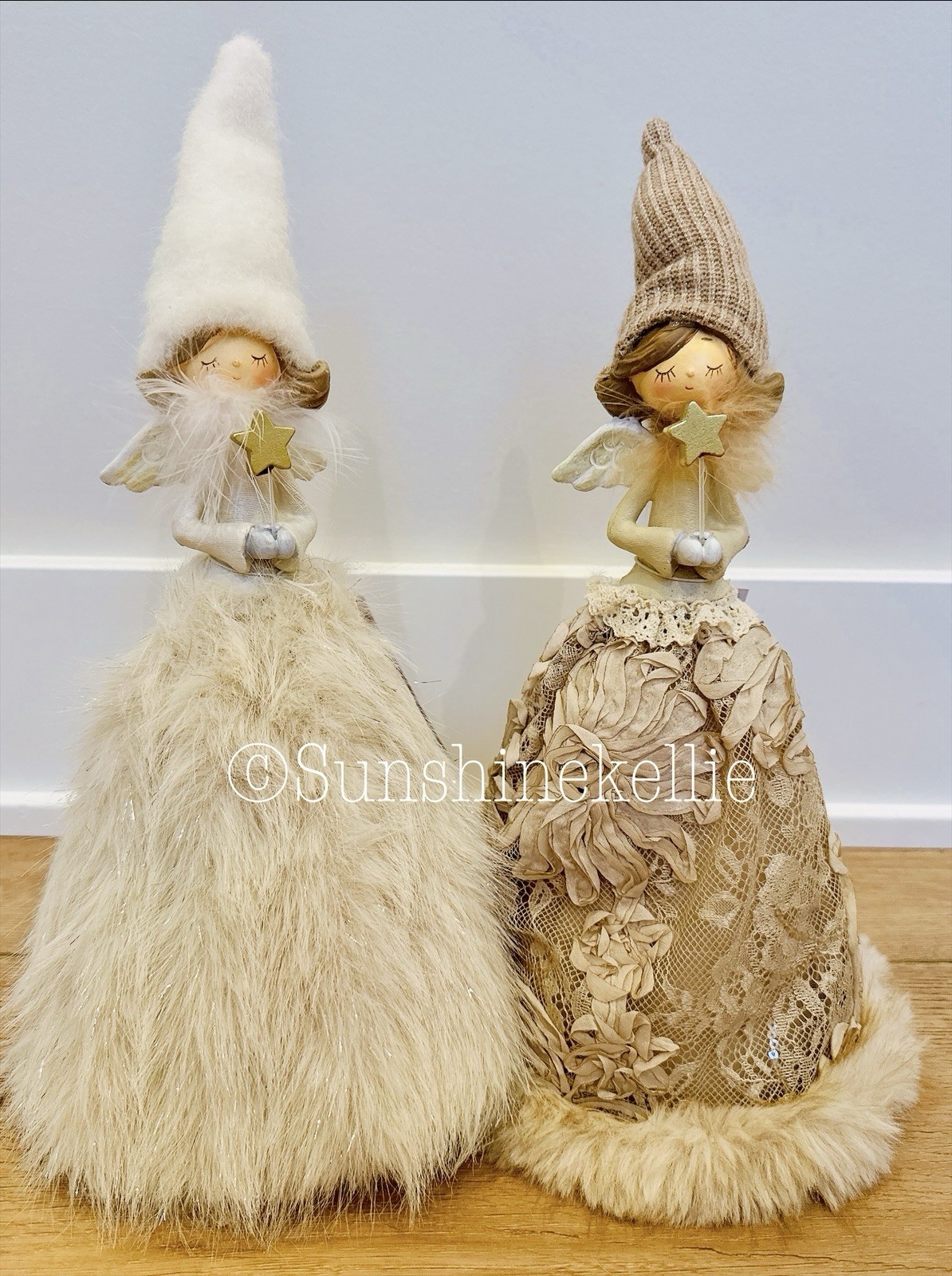 Bella Lux Angel Set Faux Fur 14” Star Feather Neutral Doll Christmas New 2026