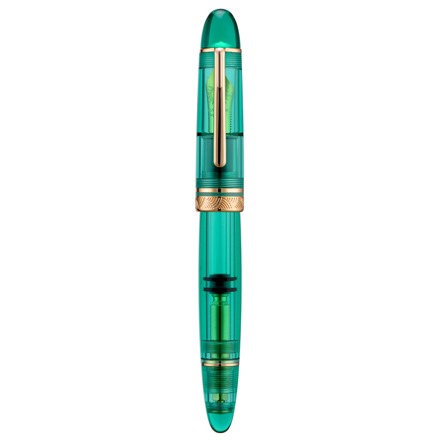 Majohn P140 Piston Fountain Pen NO.8 EF/ F/M Nib, Transparent Green Writing Pen