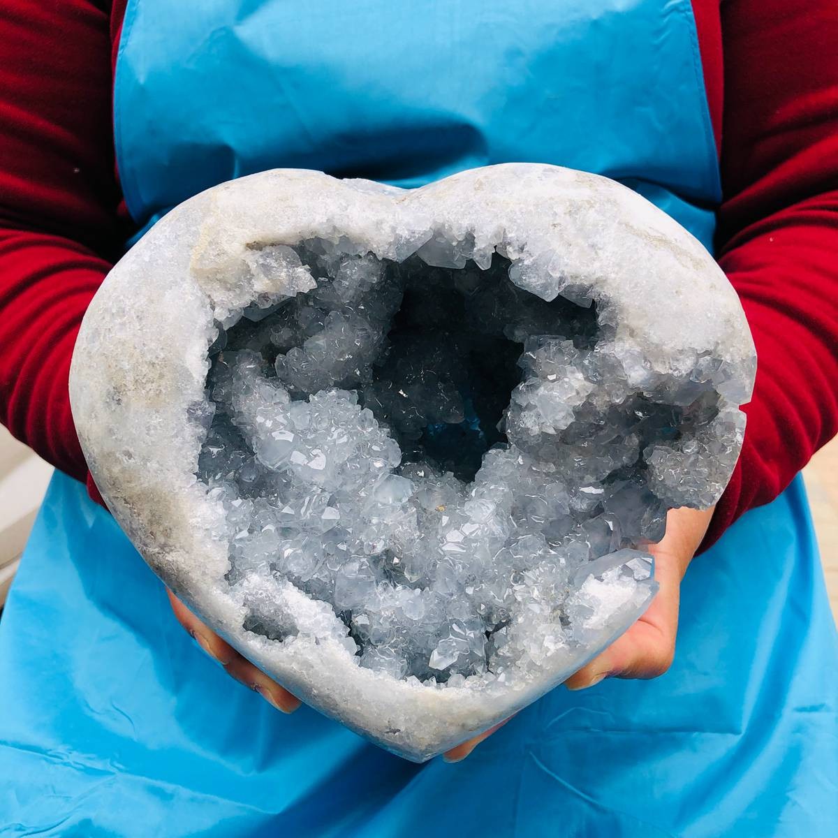 8.58LB Natural Blue Celestite Geode Quartz Crystal Mineral Specimen Healing
