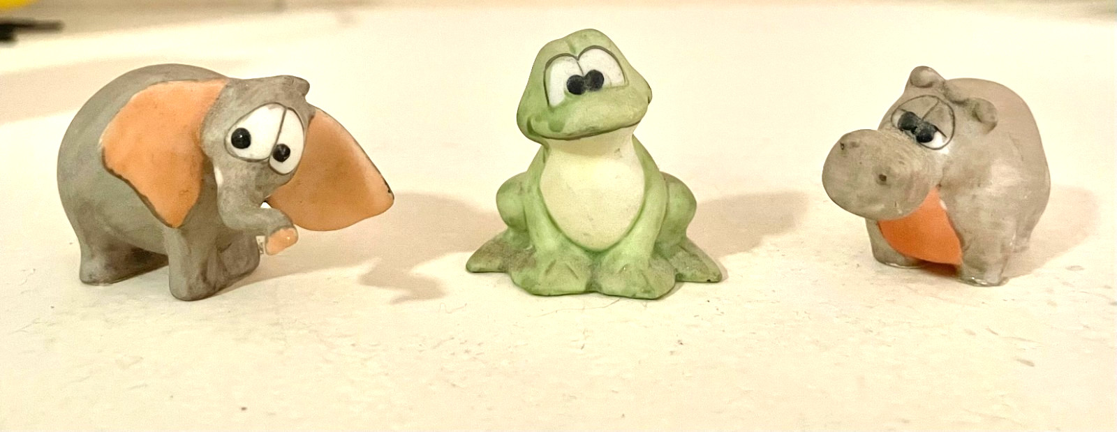 3 Vintage Figurines SIMILAR to HAGEN RENAKER Miniature Frog Hippo Elephant Cute