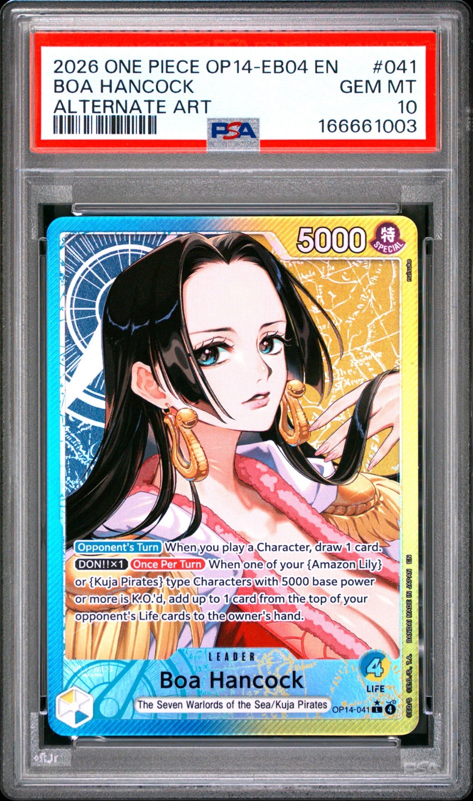 2026 ONE PIECE OP14-EB04-THE AZURE SEA\'S SEVEN ALTERNATE ART BOA HANCOCK PSA 10