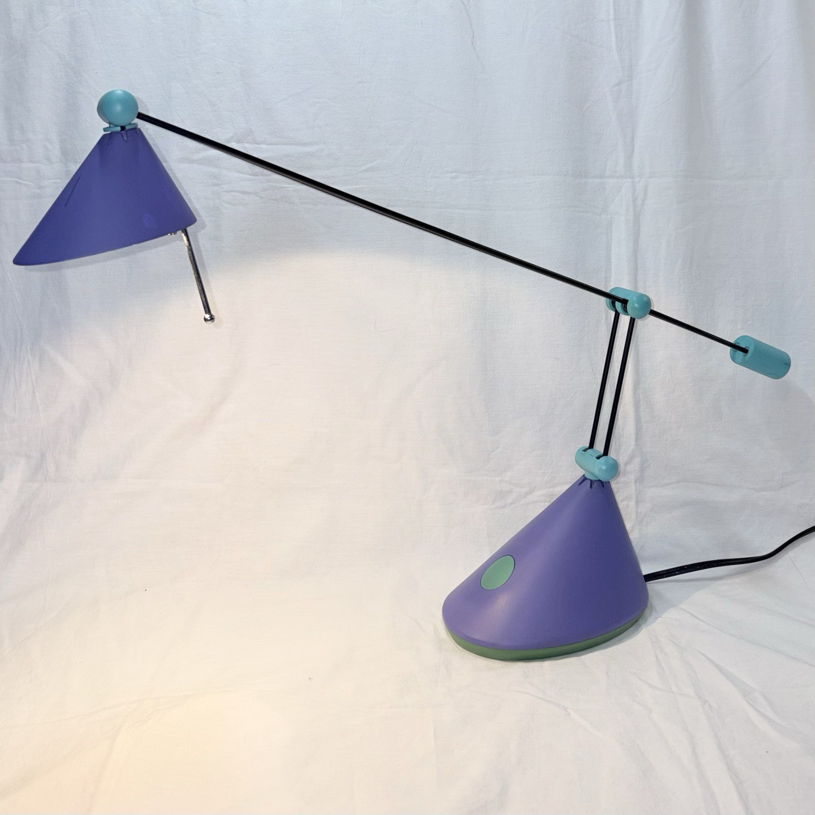 Vtg Early 90s Postmodern Memphis Style Desk Lamp Rare Blue & Turquoise Halogen